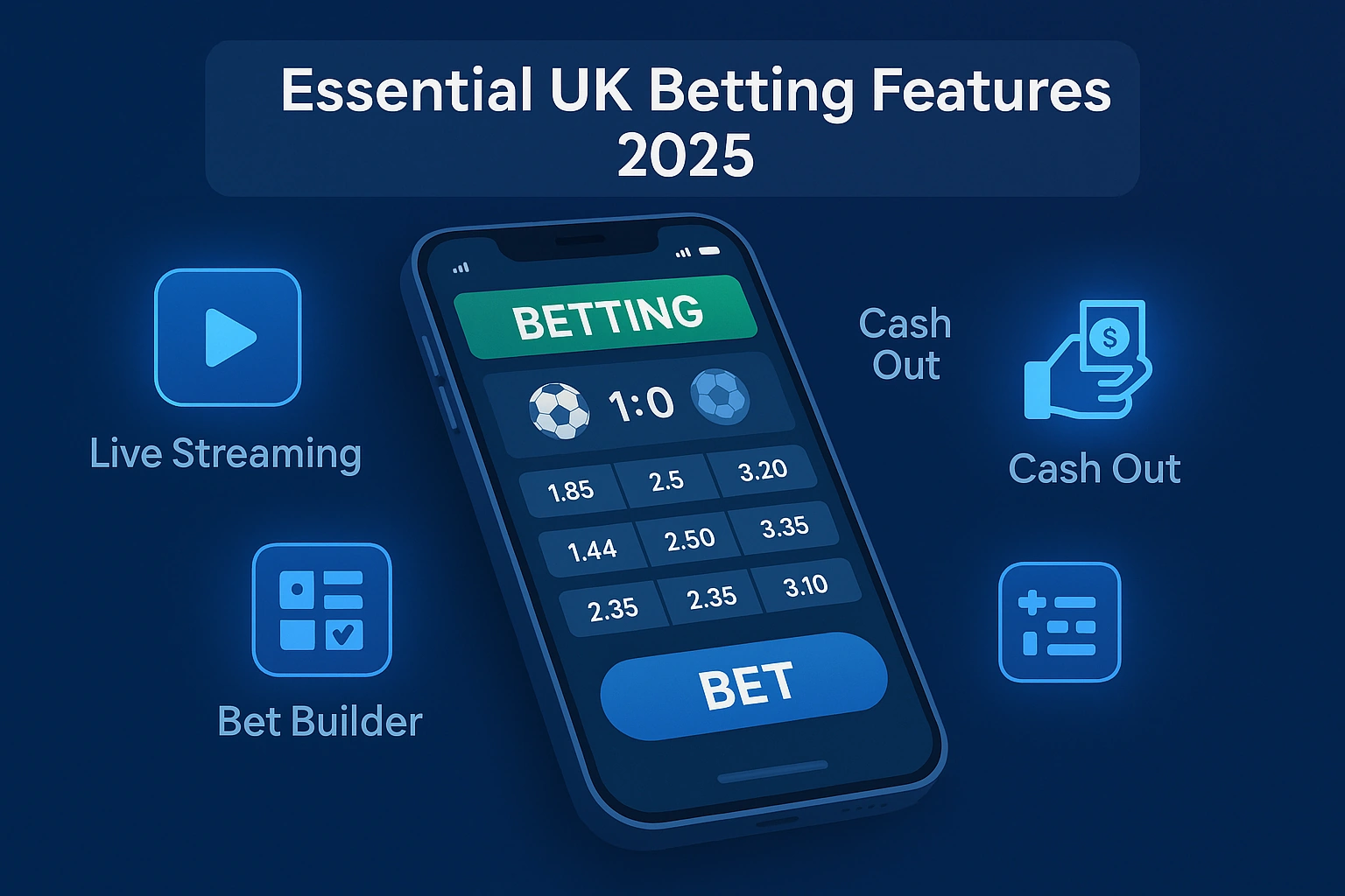 UK betting app features displayed on smartphone screen
