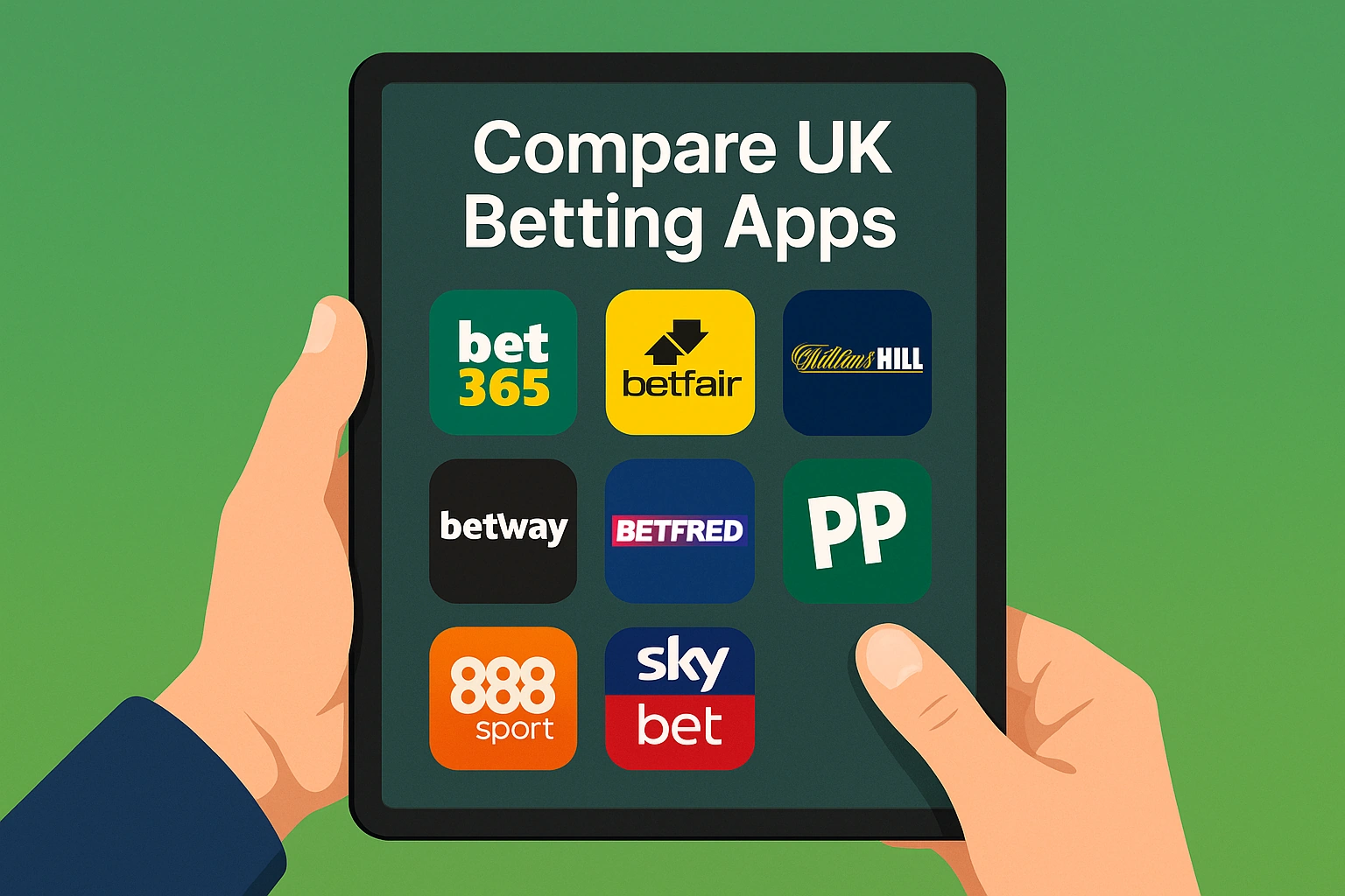 Betting apps comparison on tablet