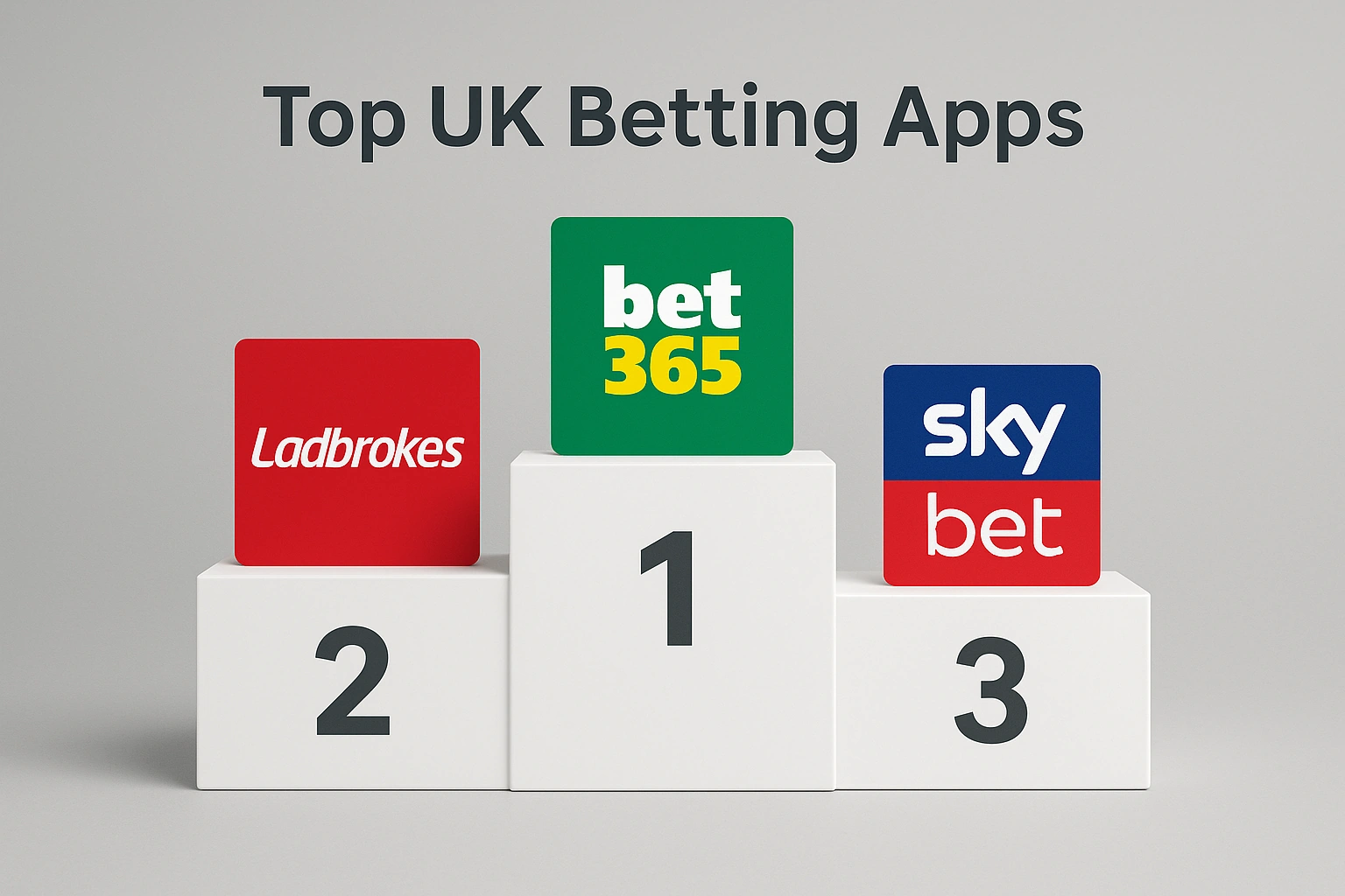 Three podium steps displaying betting app logos