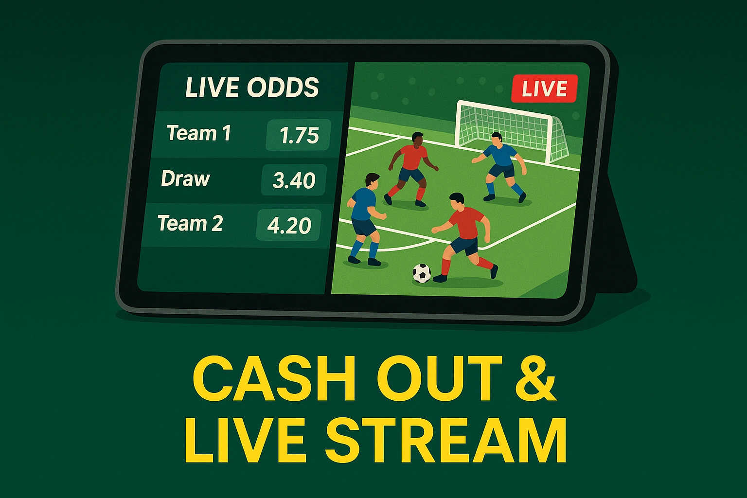 Tablet displaying live betting odds and football stream for UK betting apps