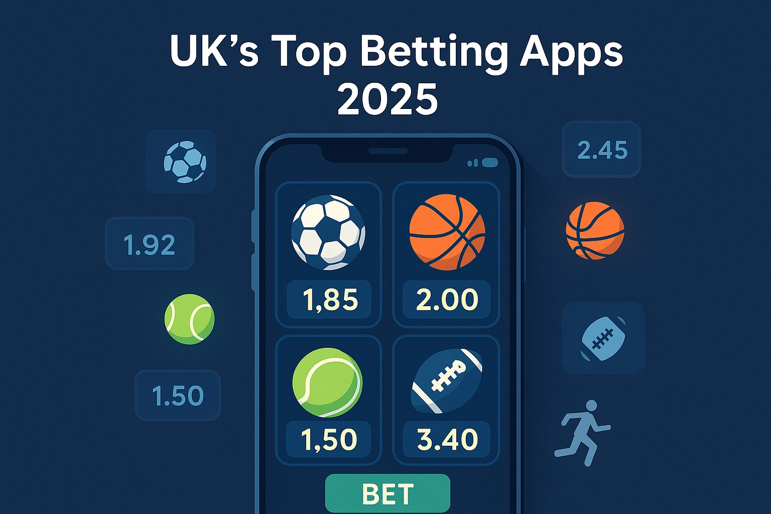 Smartphone showing sports betting interface for UK apps