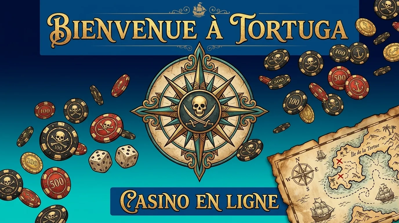 Tortuga Casino French welcome banner with pirate gaming theme