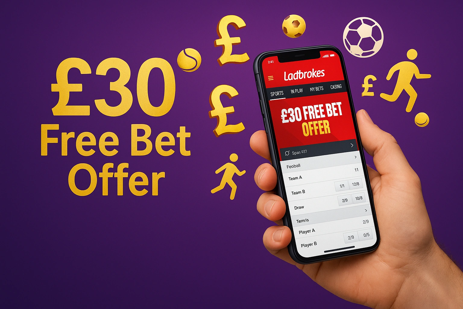 Hand holding smartphone displaying Ladbrokes betting app