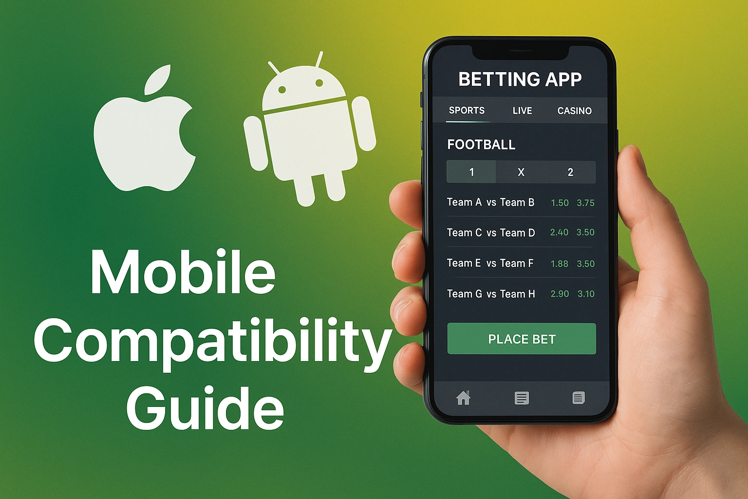 Betting app on smartphone screen