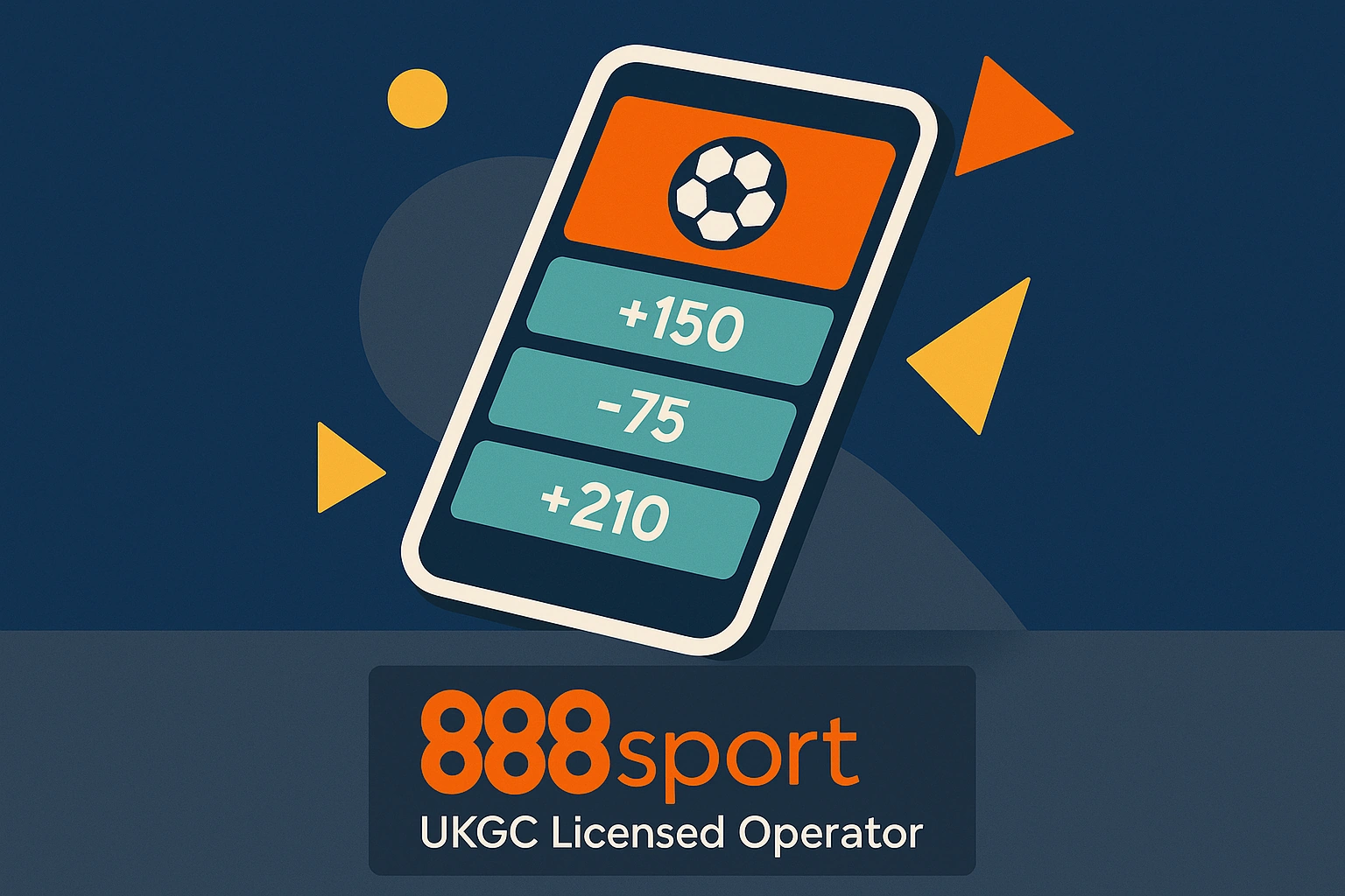 Smartphone displaying 888Sport betting interface with licensing information