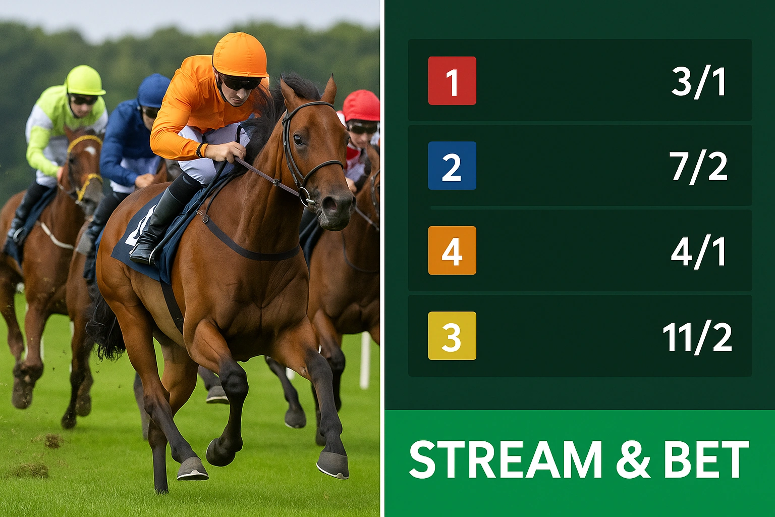 Horse racing and live betting odds display