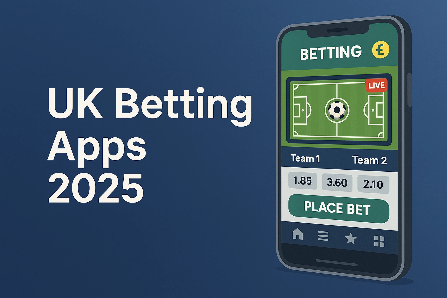 Modern smartphone shows betting app with football odds and live streaming for UK market